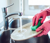 Empty sink and load up dishwasher with dirty dishes